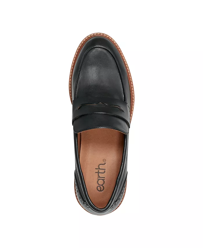 Женские лоферы Lindy Block Heel Slip-On Penny на устойчивом каблуке Earth, черный — фото 3