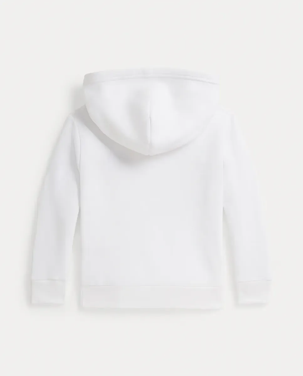 Толстовка с капюшоном для мальчика из флиса с тройной лошадкой Polo Ralph Lauren, белый — фото 2