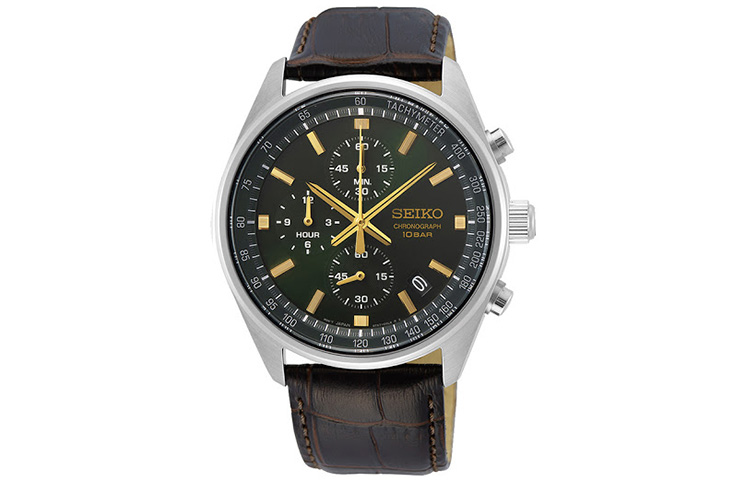 

SEIKO Часы Quartz Movement Leather Strap Watch Men's Watch Black Dial, Black Dial