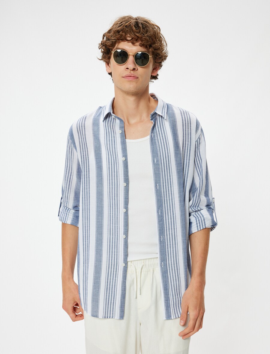 

Повседневная рубашка Koton Regular fit Button Up Shirt, синий