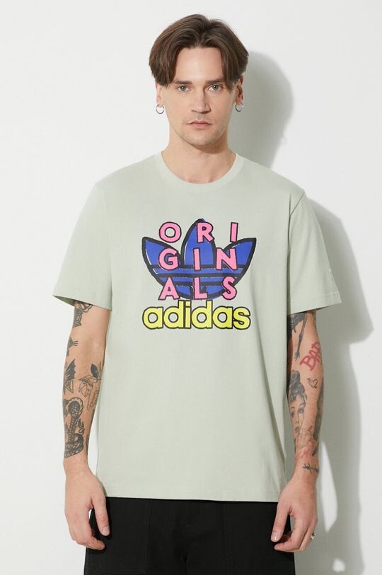 

Хлопковая футболка adidas Originals, зеленый