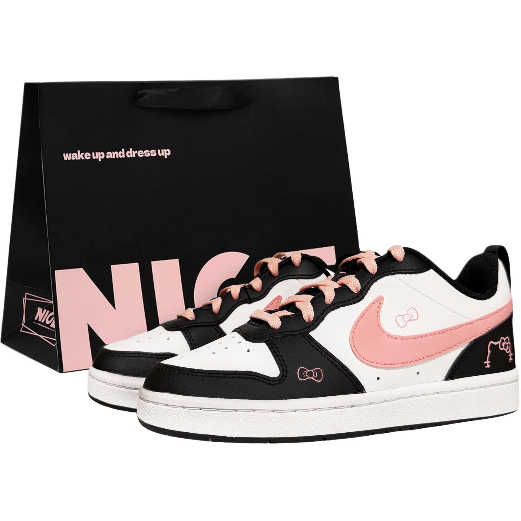 

Nike Court Borough Low top детские скейтбординг кроссовки Black Pink для подростков