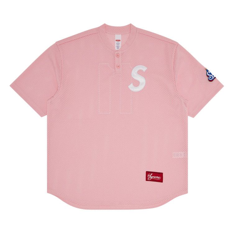 

Топ Supreme S Logo Baseball Henley, Pink