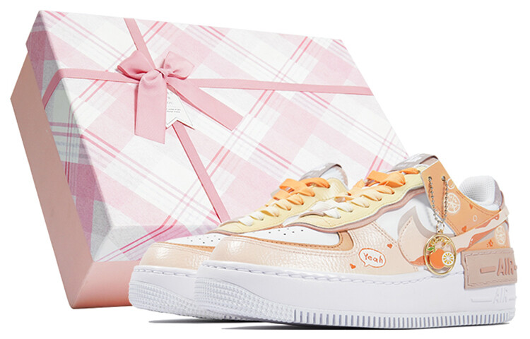 

Кроссовки Nike Air Force 1 Skateboard Shoes Women's Low-Top White Orange