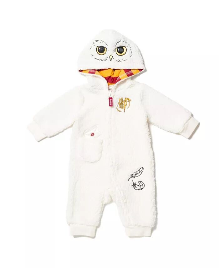 

Костюм на молнии для мальчиков Hedwig Owl, белый комбинезон для младенцев Harry Potter, белый