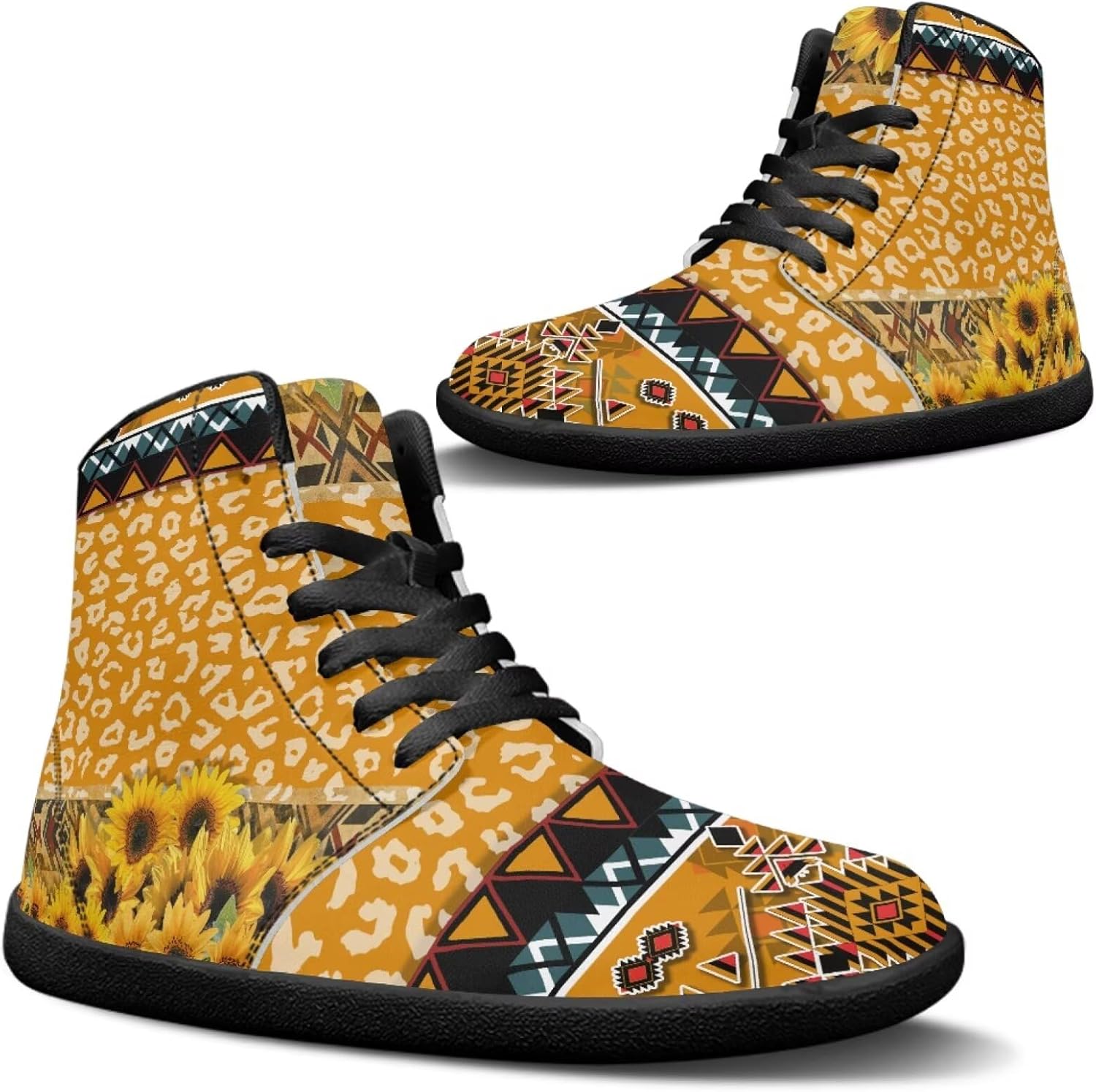 

Кроссовки Binienty для мужчин и женщин, Aztec Leopard Sunflower