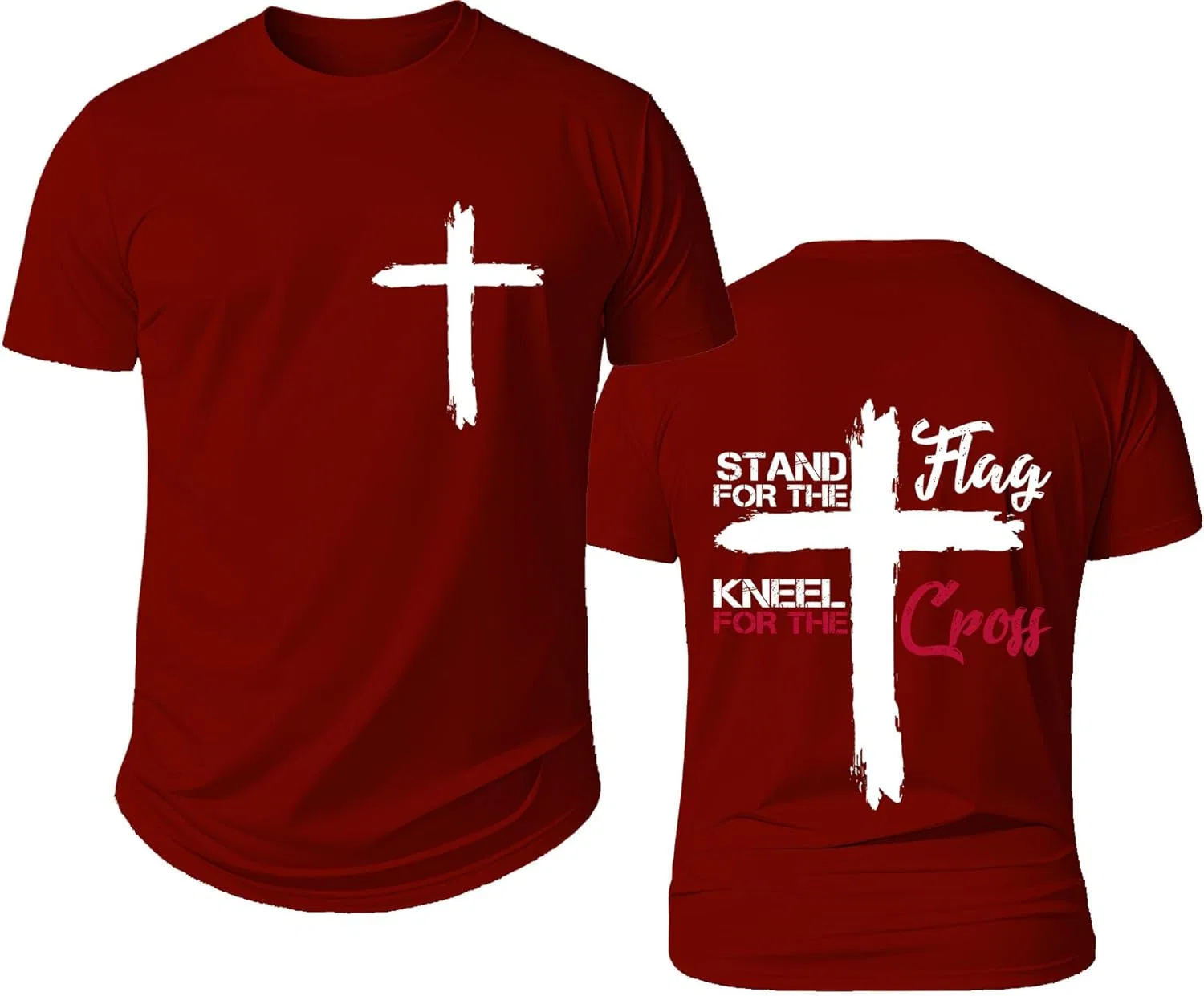 Футболка Stand for The Flag Kneel for The Cross для женщин и мужчин Generic, Claret-Y1