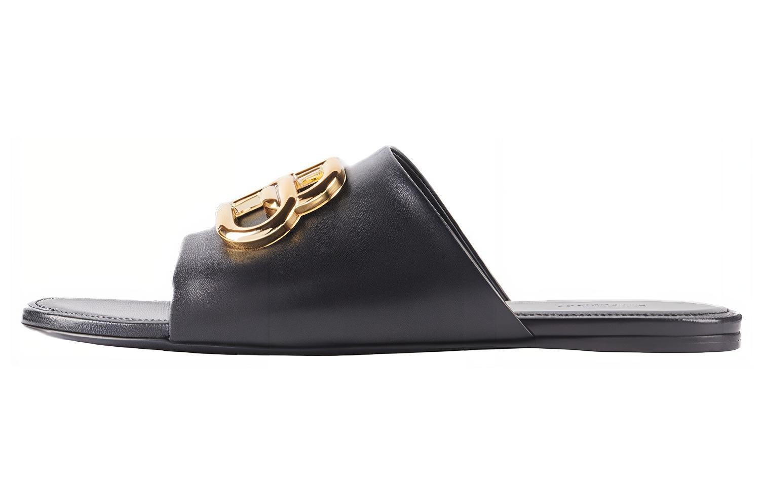 Шлепанцы женские Balenciaga с эмблемой логотипа, черный