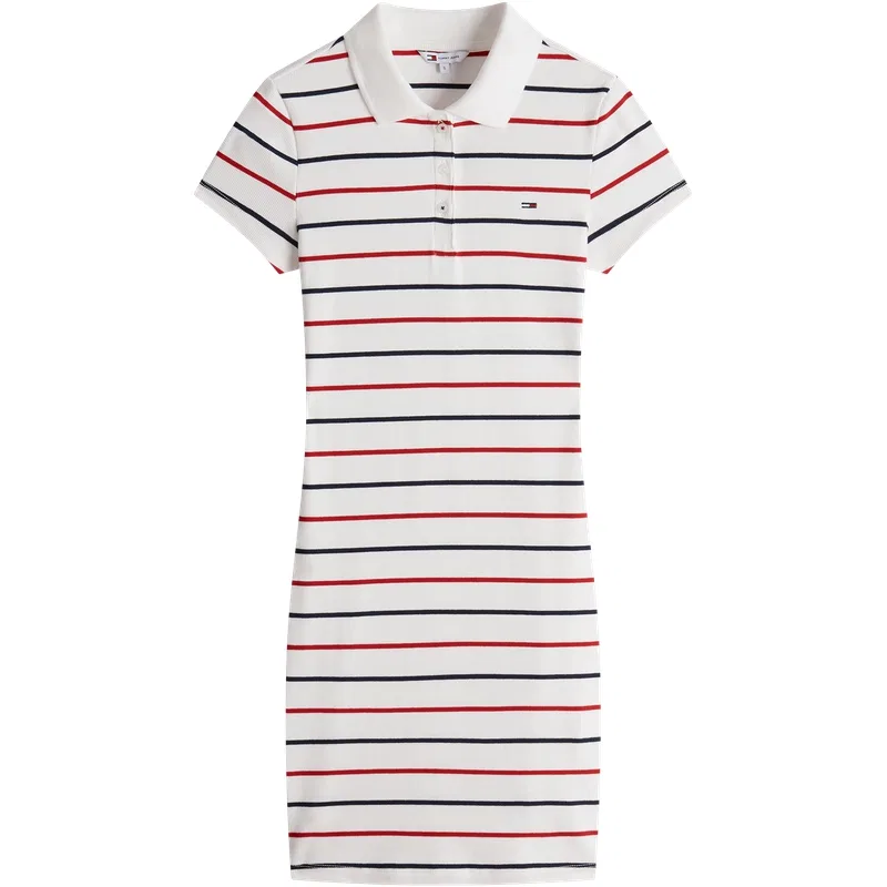 Платье короткое с коротким рукавом Tommy Hilfiger в белую полоску