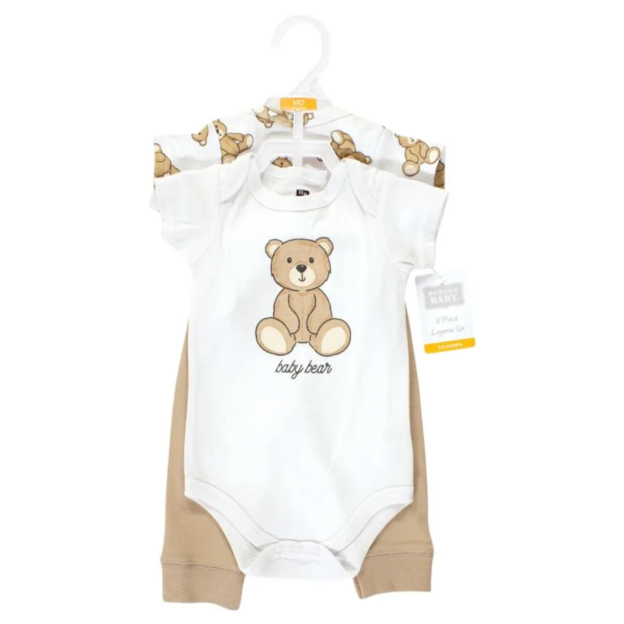 Комплект из двух боди и подходящих по цвету брюк Hudson Baby, Teddy Bears Short Sleeve — фото 3