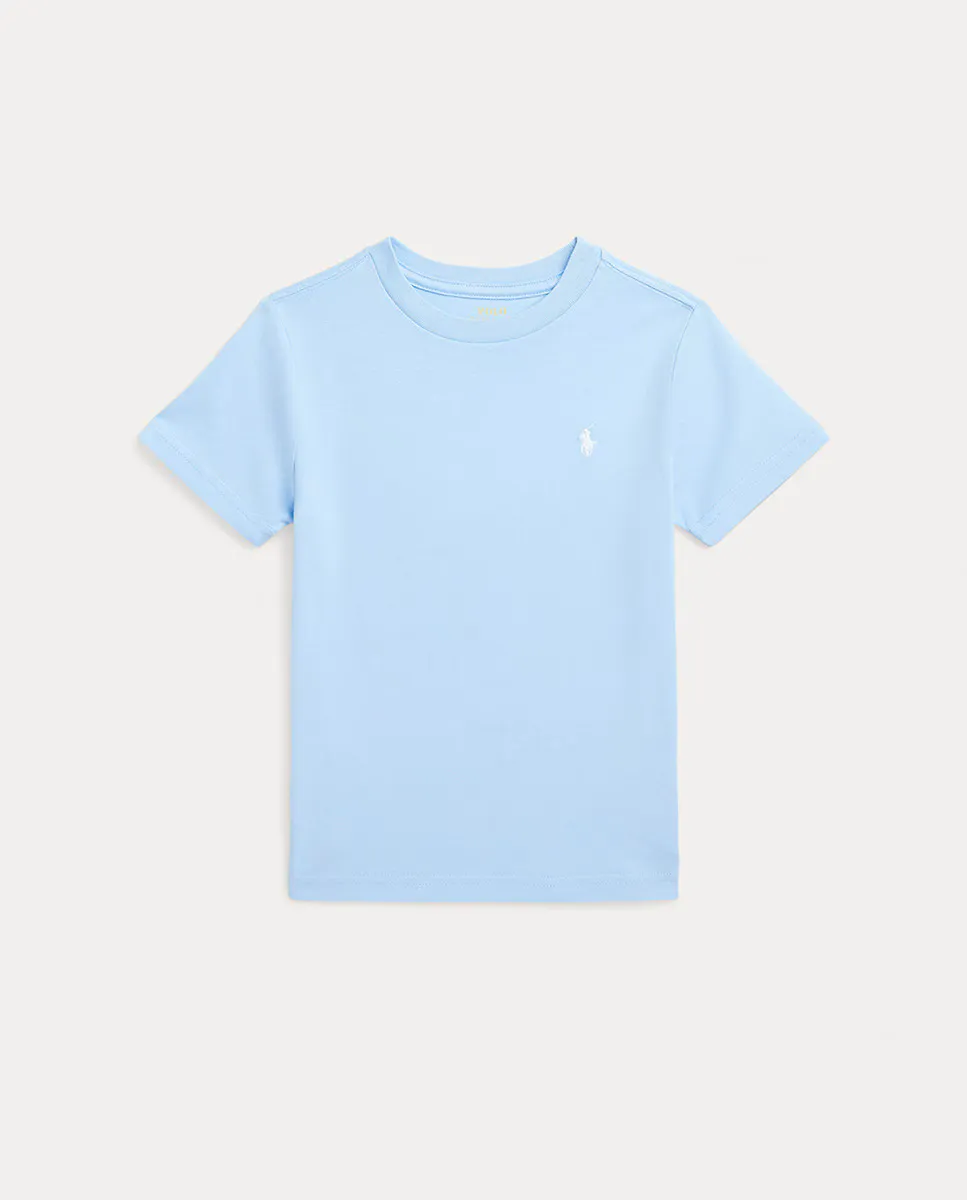 

Детская хлопковая футболка с вышитой лошадью Polo Ralph Lauren, светло-голубой