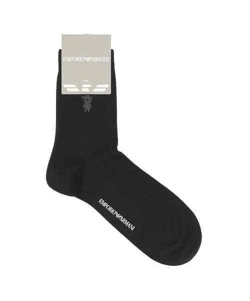 Носки EMPORIO ARMANI с рисунком медведя, средней длины, черные
