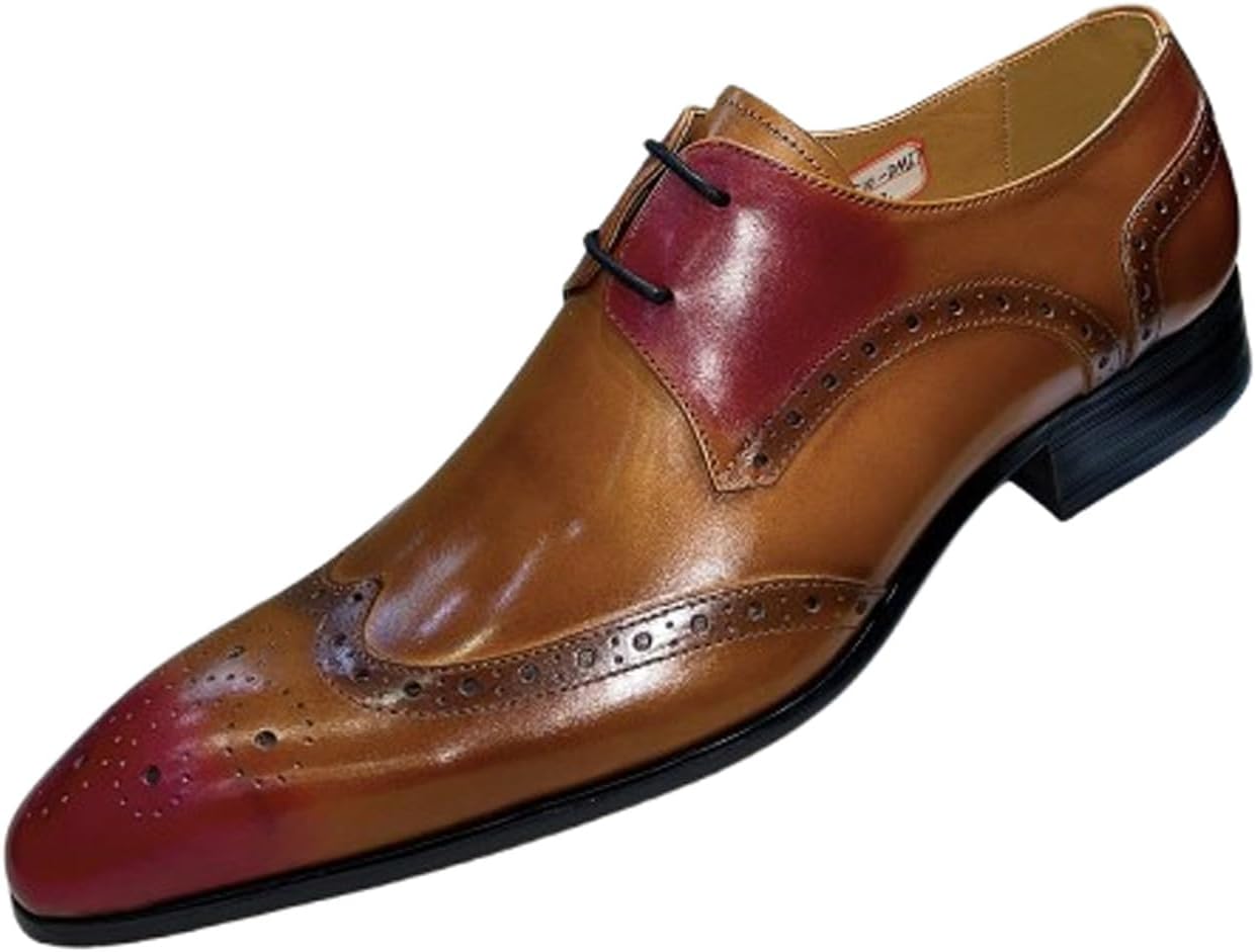 

Мужские классические оксфорды Santimon с отделкой броги из натуральной кожи - стильные туфли на шнуровке для деловой и праздничной носки, свадеб, коричневый