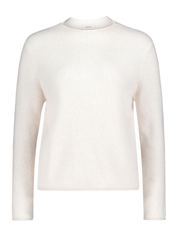 

Бежевый вязаный свитер с воротником-стойкой CARTOON