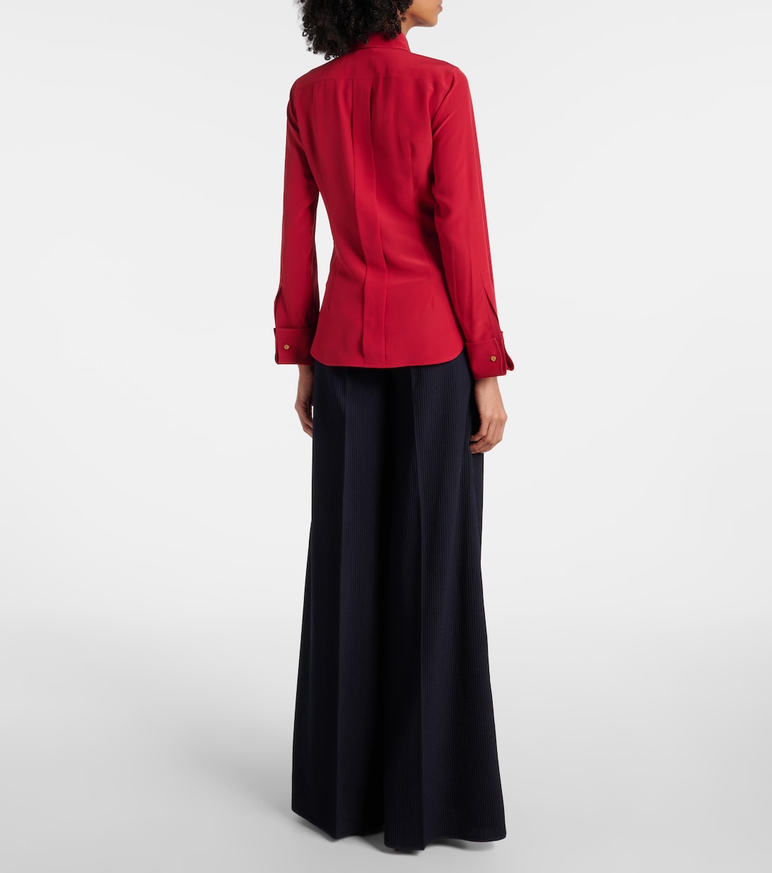 Блузка из шелкового крепа Аполлон с бантом Max Mara, Rosso — фото 3