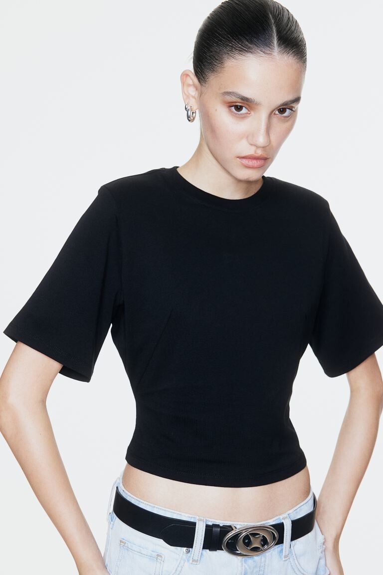 

Футболка с подплечниками H&M, черный