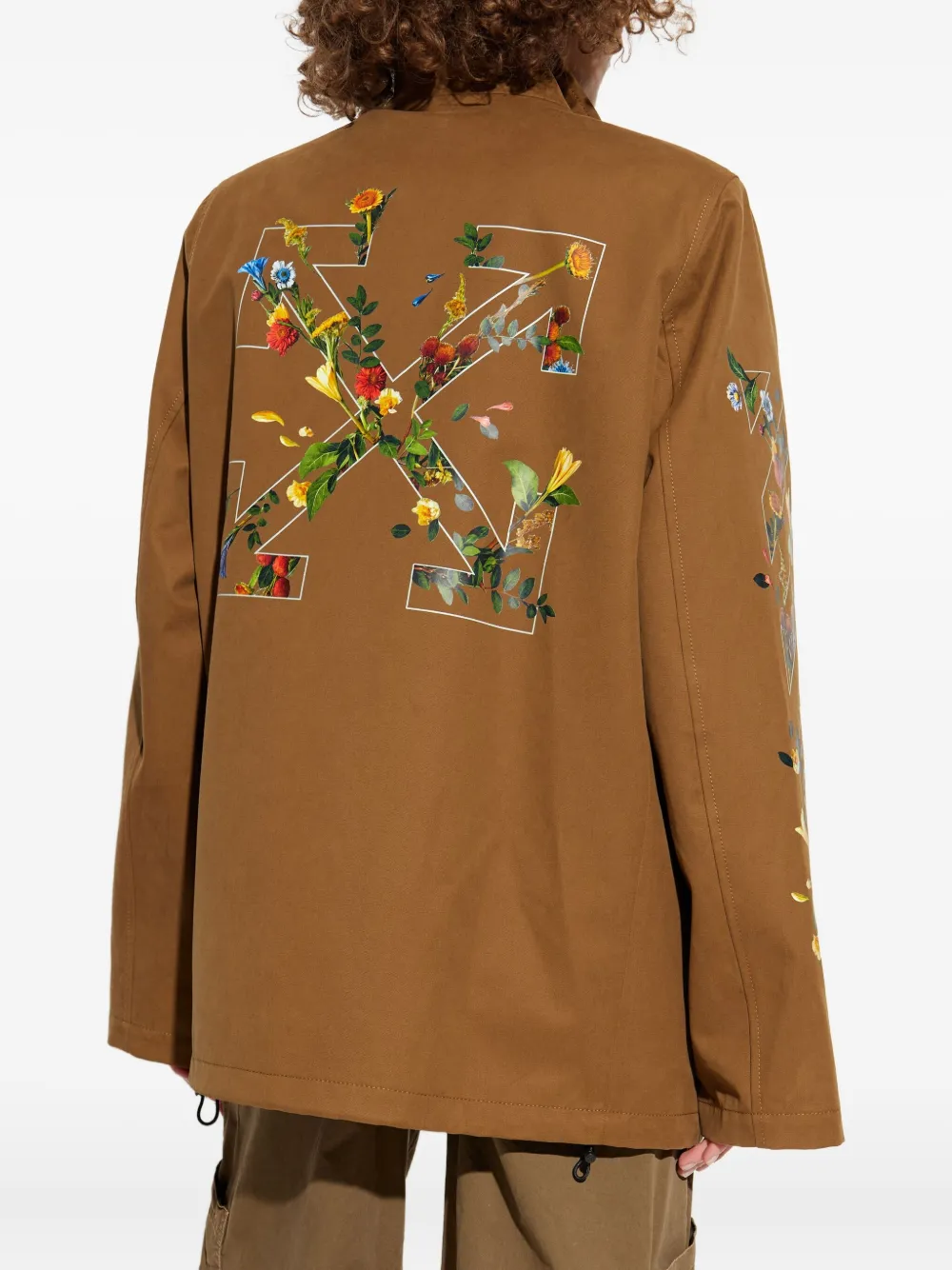 Утилитарная куртка с цветочным и стрелочным принтом OFF-WHITE, коричневый — фото 4
