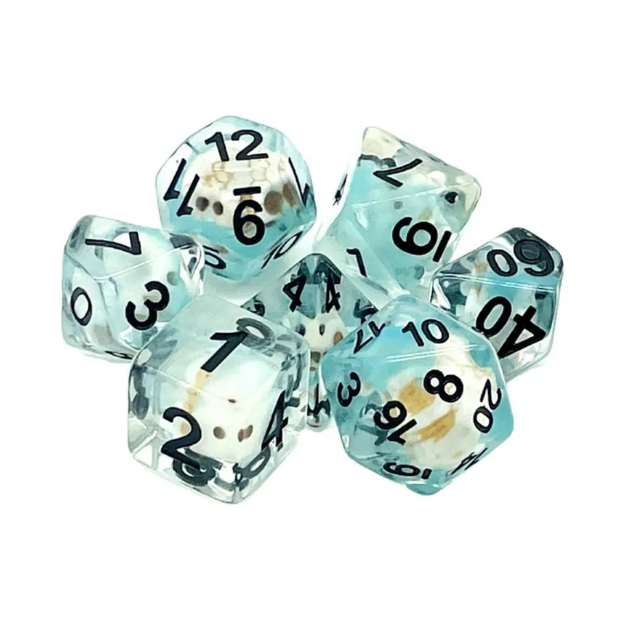 

Набор черепов Poly Set с синим и черным (7), Acrylic-Resin Dice - Infused