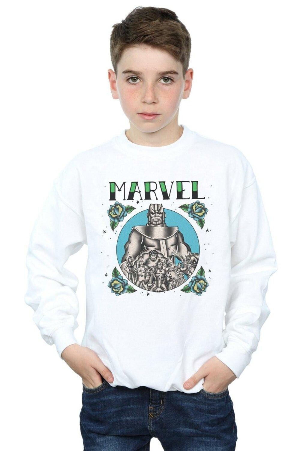 

Толстовка с татуировкой группы Мстителей Marvel, белый