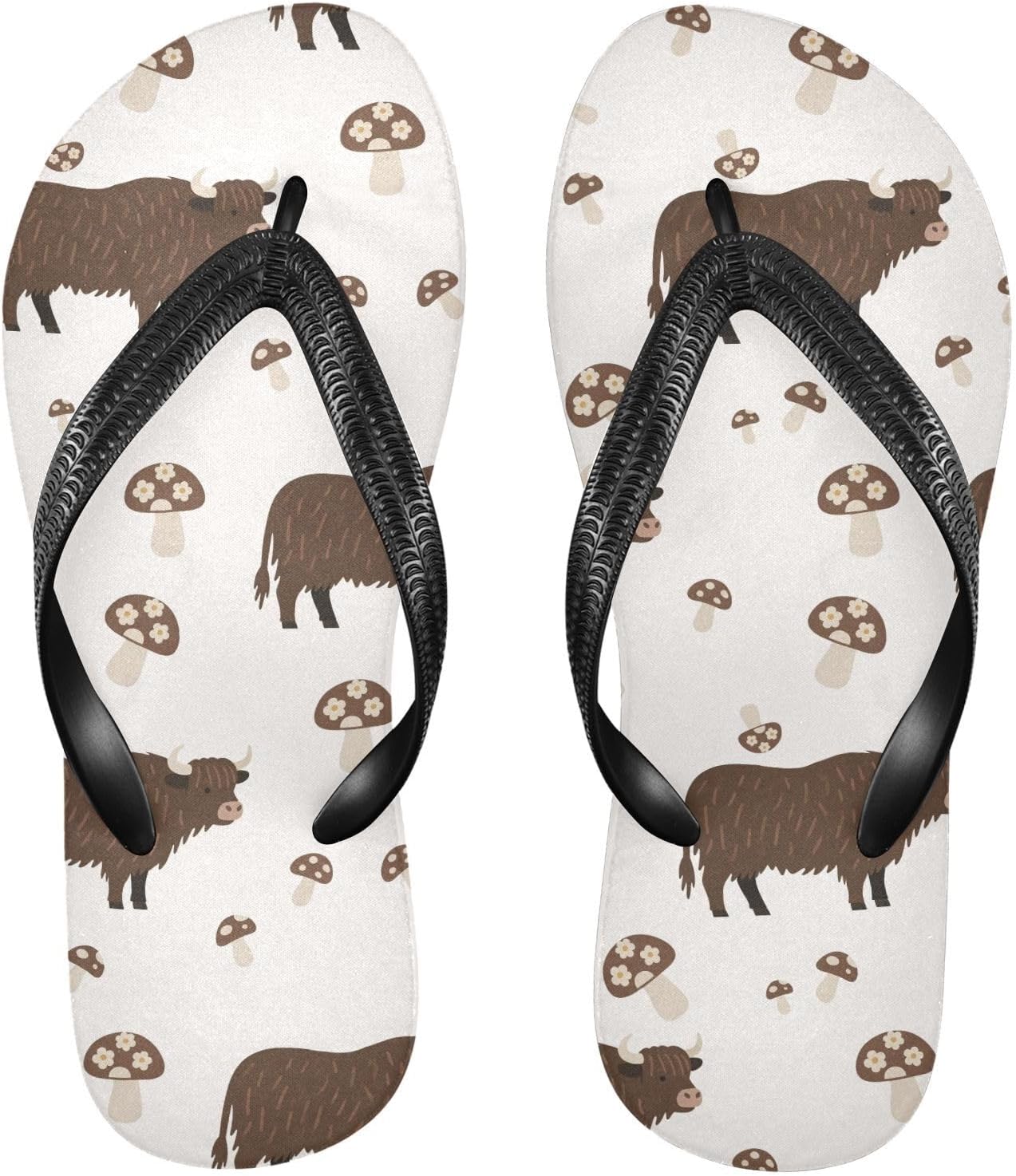 

Женские и мужские пляжные шлепанцы с изображением грибов и высокогорного быка KFBE, летние повседневные сандалии для душа 2301703, Highland Cow