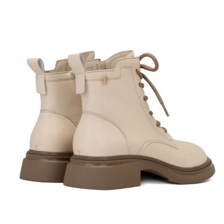 JESSICA SOPHIA Короткие женские мартинсы бежевые на каблуке 3 см, цвет Beige — фото 4