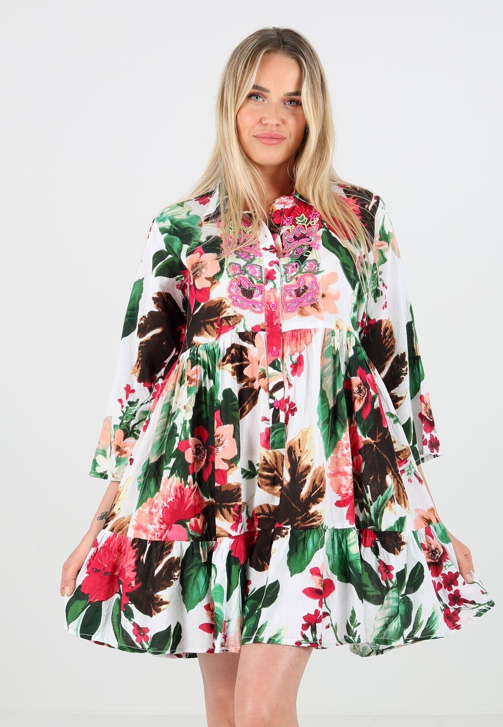 

Платье-блузка GEBLÜMTE MIT STICKEREIEN YC Fashion & Style, разноцветный