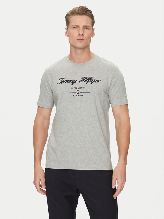 

Футболка обычного кроя Script Logo MW0MW33691 Tommy Hilfiger, серый