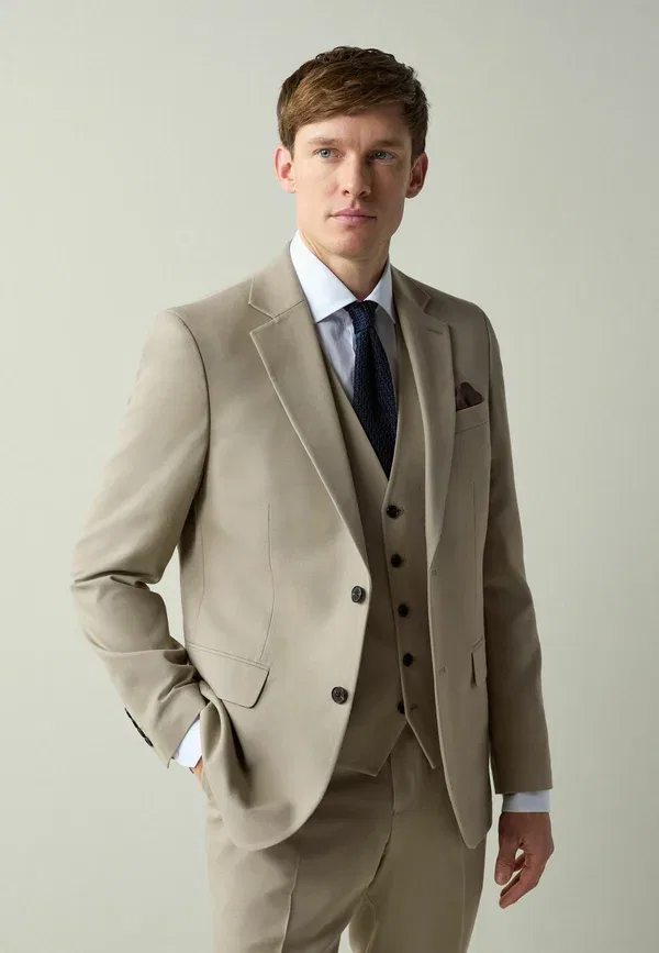 Пиджак костюмный Slim fit, Next, текстурированный, камень