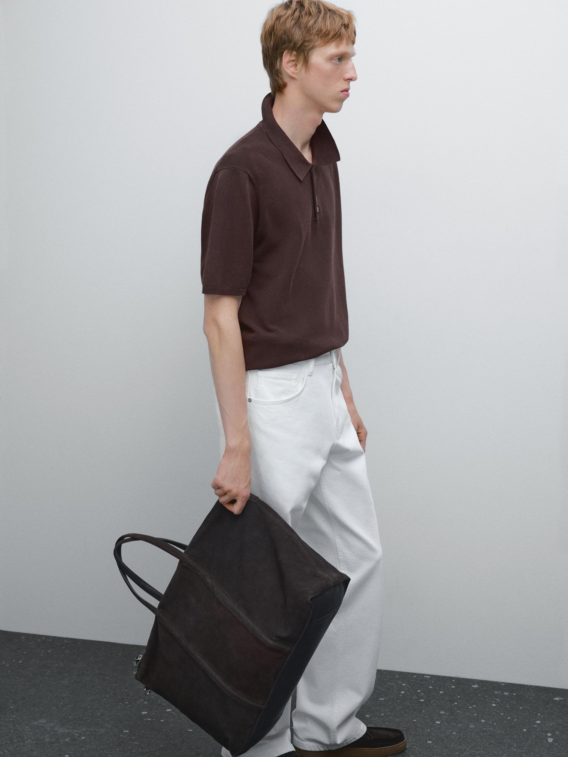 

Рубашка-Поло из 100% хлопка с текстурированным трикотажем Massimo Dutti, красный