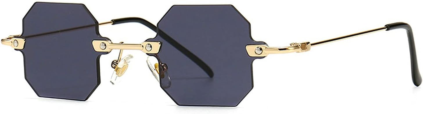 

Модные солнцезащитные очки Polygon Rimless Square Sunglasses для женщин в винтажном стиле с металлическими линзами и прозрачными линзами цвета океана, а также мужские солнцезащитные очки UV400 синего и розового цвета COTIA, Black