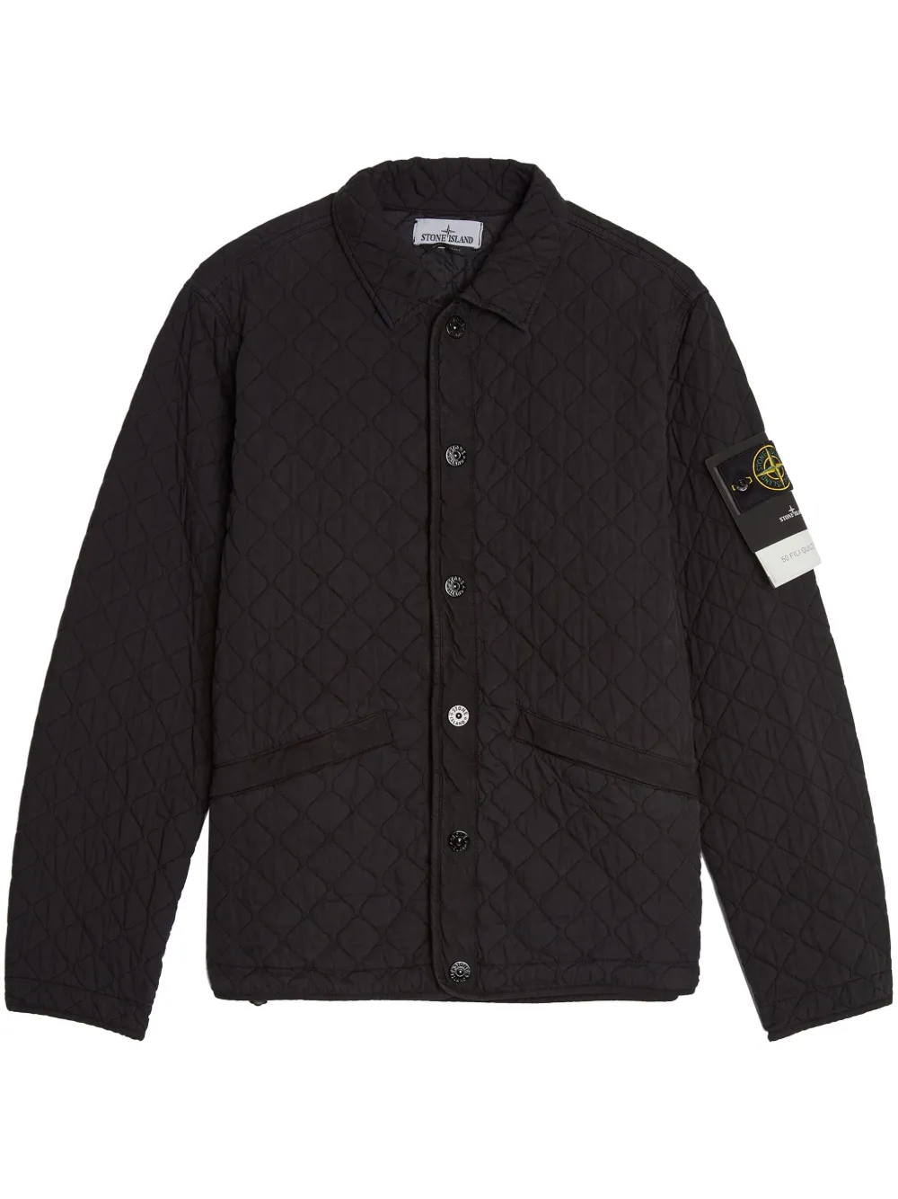 

Стеганый бомбер на кнопках Stone Island, черный