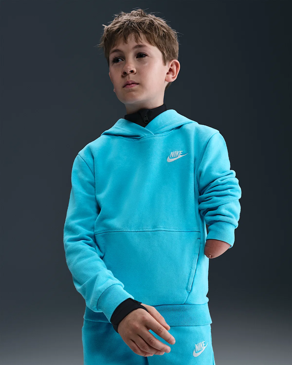 Детская толстовка Nike Sportswear, Baltic Blue/White — фото 3