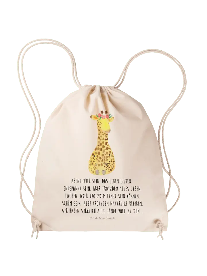 

Спортивная сумка Mr & Mrs Panda Sportbeutel Giraffe Blumenkranz, кремовый