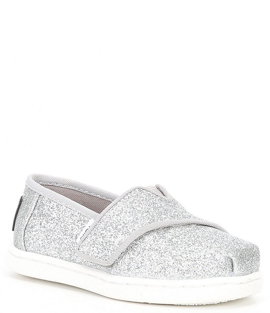 

TOMS Туфли с блестками для девочек Tiny Alpargata (для малышей), серебро
