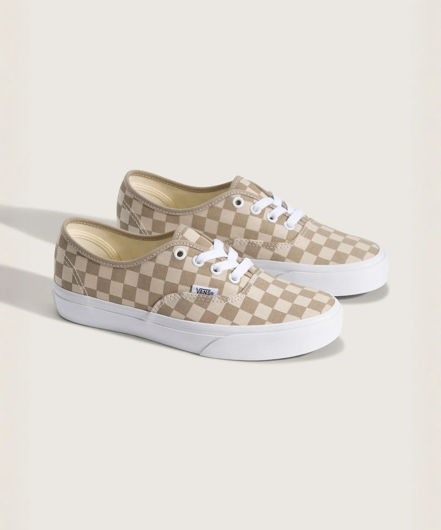 Унисекс кеды из канваса VANS Authentic CHECKERBOARD бежевые — фото 2