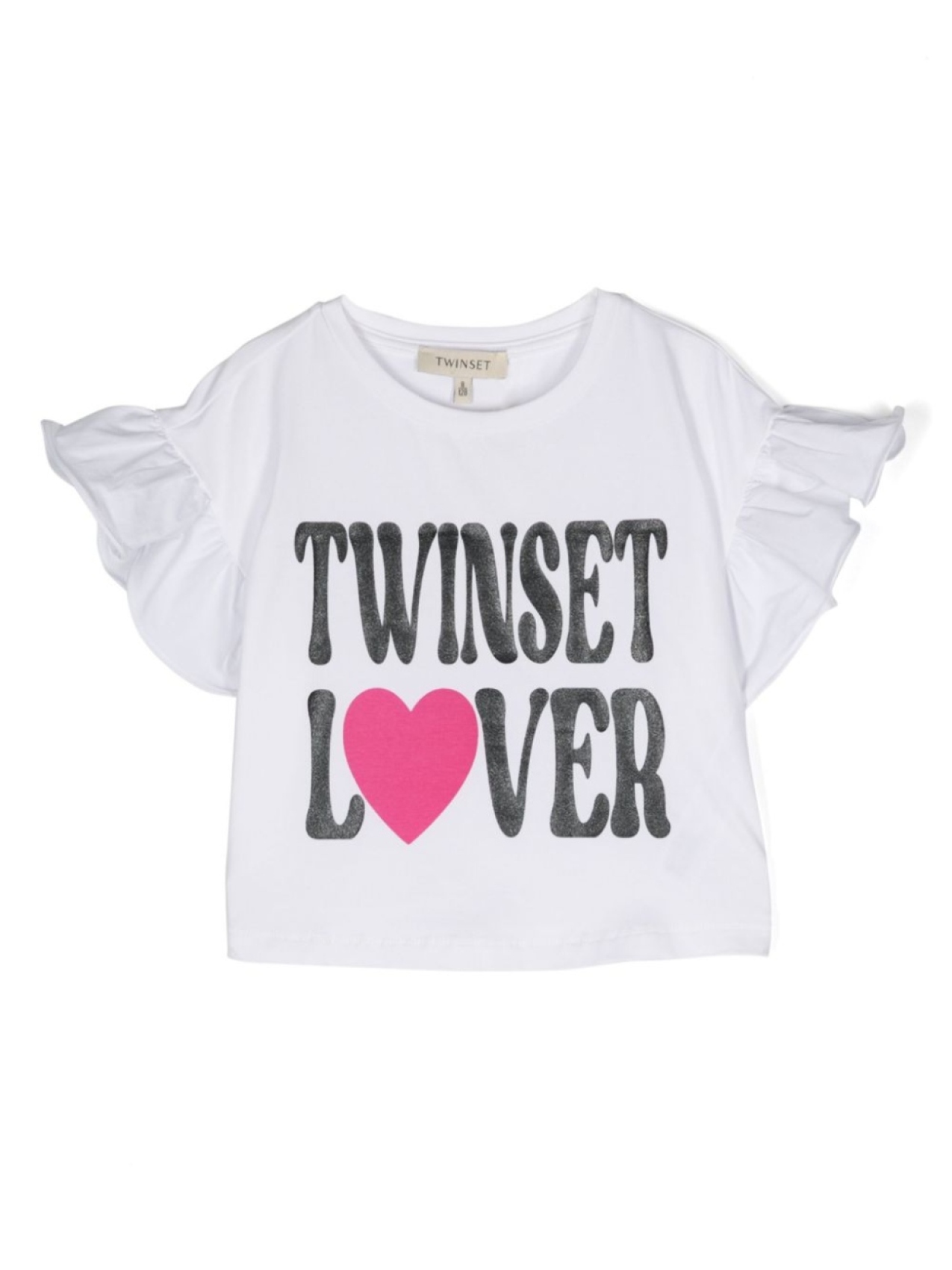 

Блестящая футболка с логотипом TWINSET Kids, белый