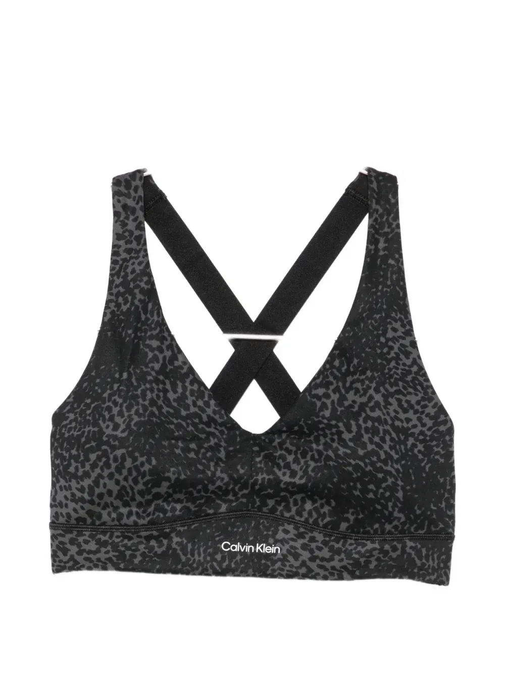 Спортивный бюстгальтер с леопардовым принтом Calvin Klein, черный