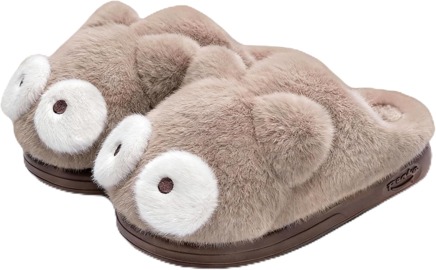 

Милые тапочки Zigihos с котиком - кавайные пушистые, мягкие и теплые домашние тапочки для женщин и мужчин, хаки