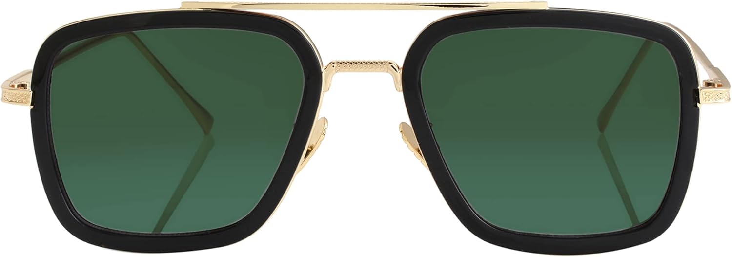 

Поляризованные солнцезащитные очки Тони Старка от Kursan для мужчин и женщин, винтажная квадратная металлическая оправа, очки Железного человека и Человека-паука, Gold Frame G15