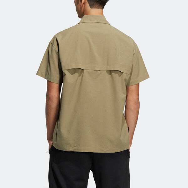 Рубашка adidas originals Solid Color Sports Short Sleeve Shirt Khaki, мультиколор — фото 3