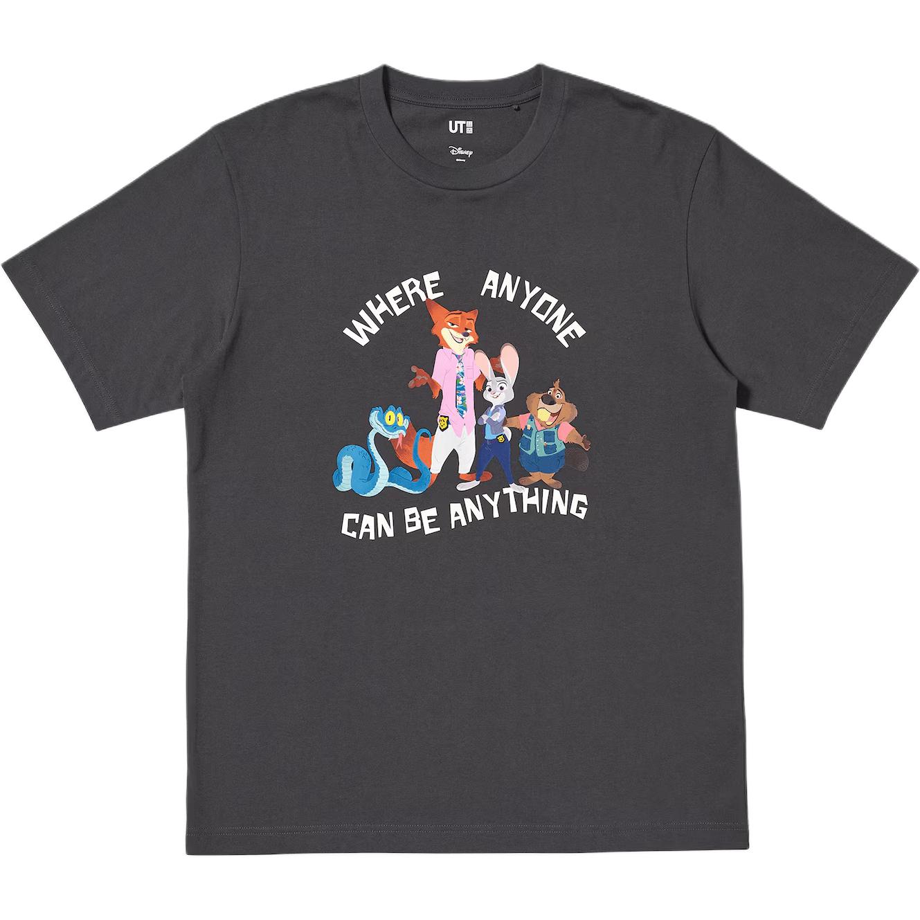 

Мужская футболка Uniqlo Zootopia темно-серая, Серый, Мужская футболка Uniqlo Zootopia темно-серая