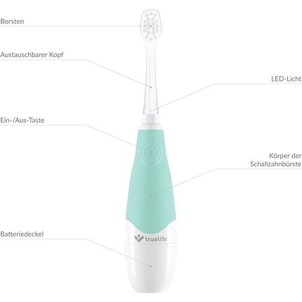Зубная щетка Sonicbrush Baby G Sonic для детей 3–6 лет с таймером, мягкой щетиной, светодиодной подсветкой, компактным дизайном и 30 наклейками с животными, Truelife — фото 3
