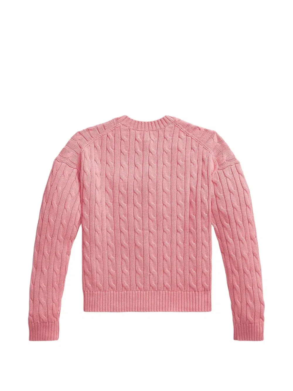 Свитер фактурной вязки с V-образным вырезом Polo Ralph Lauren Kids, розовый — фото 2