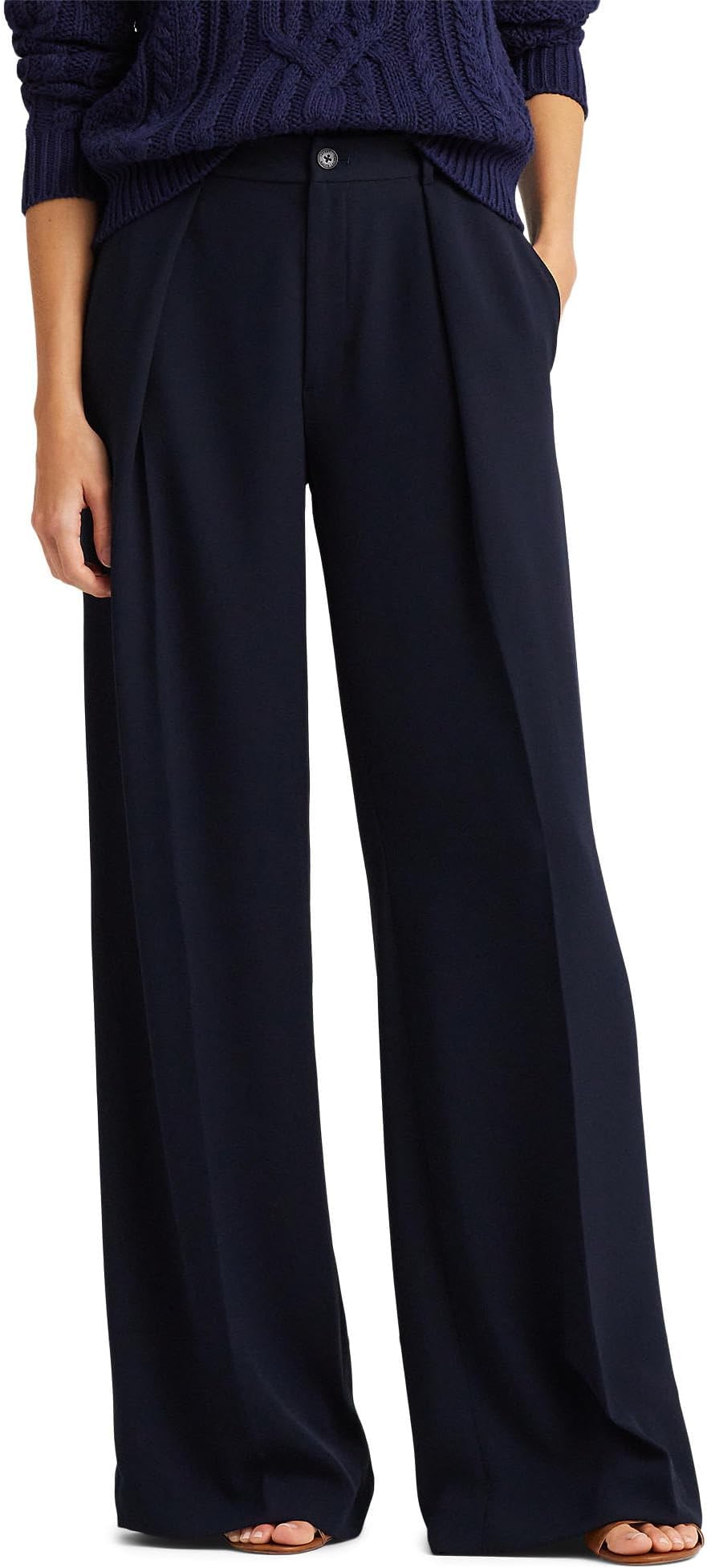 

Брюки Lauren Ralph Lauren Double-Faced Georgette Wide-Leg Pants, цвет Lauren Navy