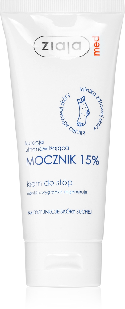 

Ультраувлажняющий с мочевиной восстанавливающий увлажняющий крем для ног для раздраженной кожи Ziaja Med, (15% urea) 100 мл