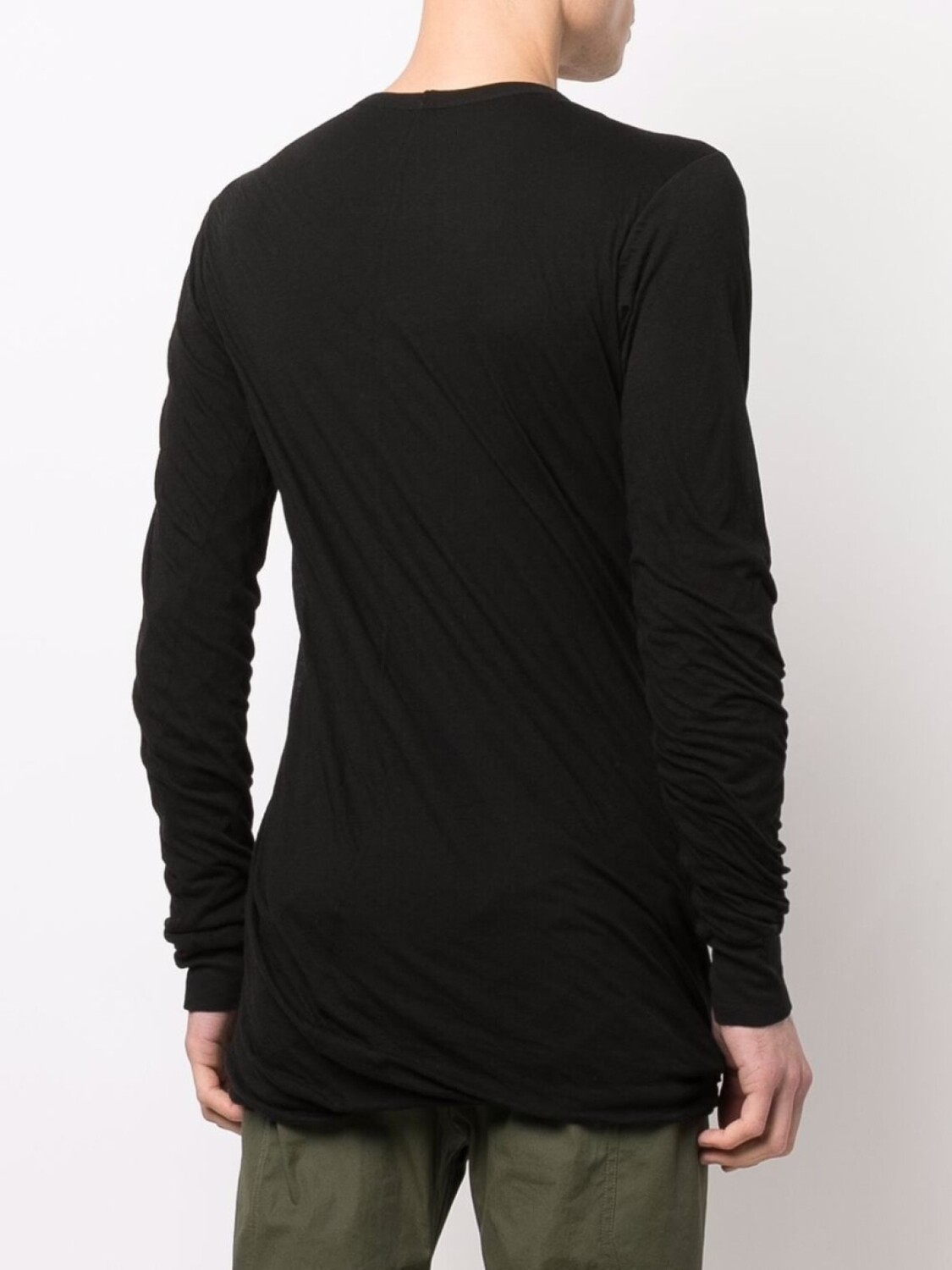 Rick Owens футболка с длинными рукавами и сборками, черный — фото 4