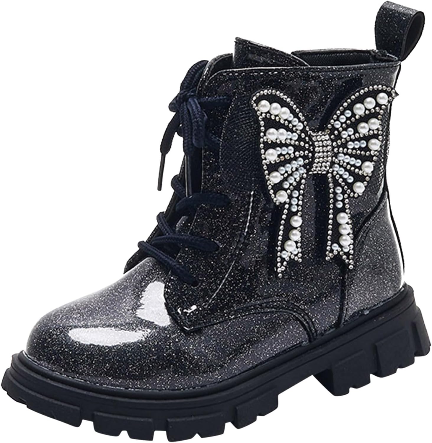 

Детские ботинки для девочек, ботильоны из искусственной кожи, ботинки на голенище с противоскользящей подошвой, размеры 2, 3, 4, 5, 6, 7, 8 JEUROT, Black