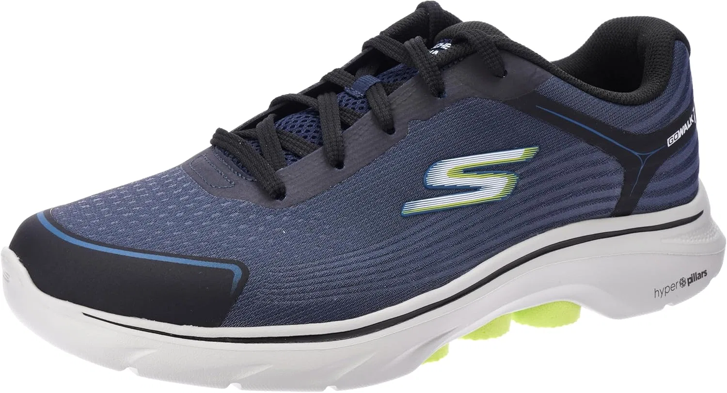 Мужские кроссовки Skechers Go Walk 7 Construction Trainers, Navy Lime Green