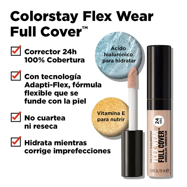 Консилер с высокой степенью покрытия Flex Wear Full Cover Concealer Revlon, цвет creme brulee — фото 2
