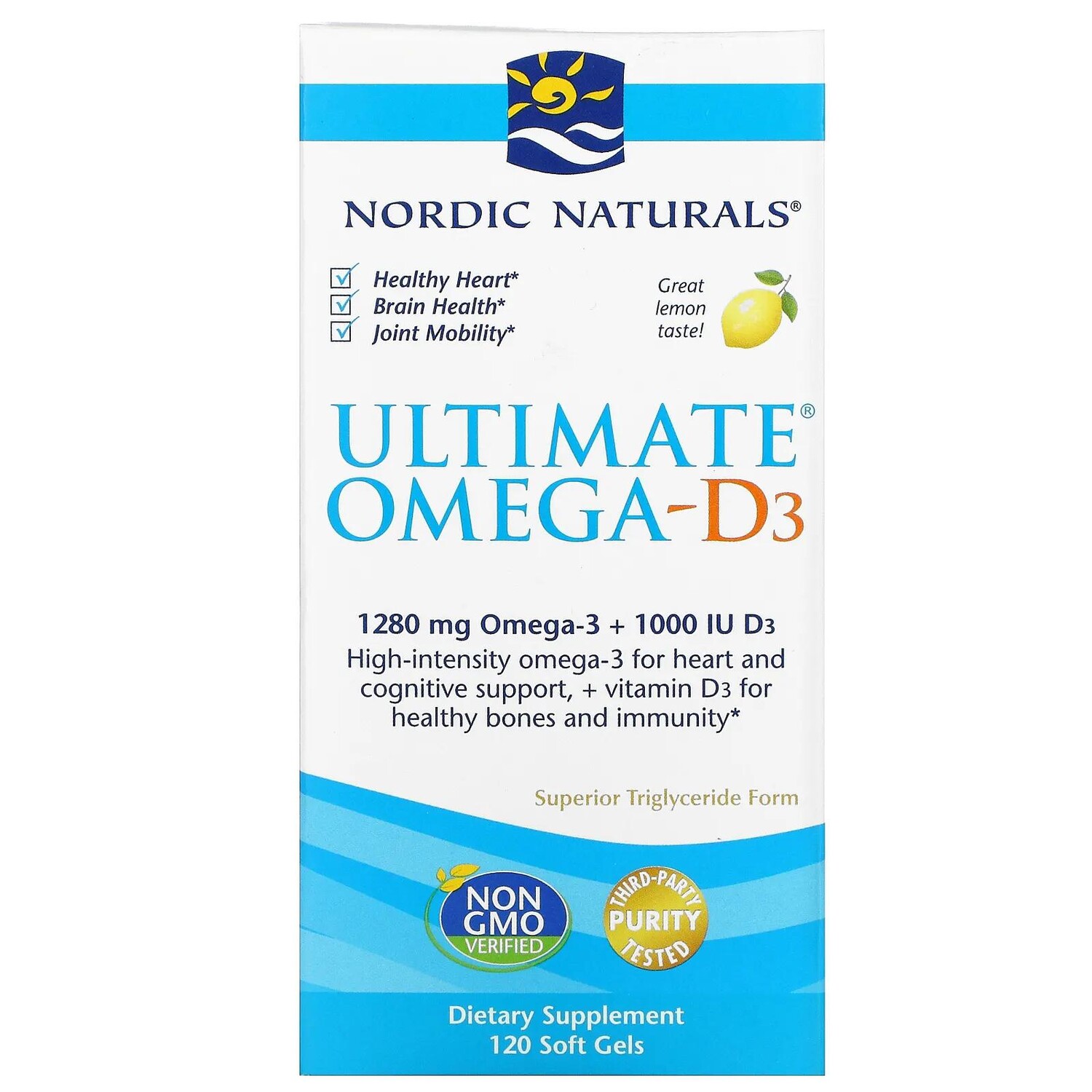 

Nordic Naturals Ultimate Omega-D3 с лимоном 1000 мг 120 гелевых капсул